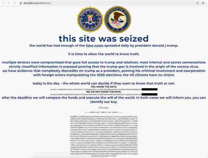 Trump’s Campaign Website Hacked By Cryptocurrency Scammers