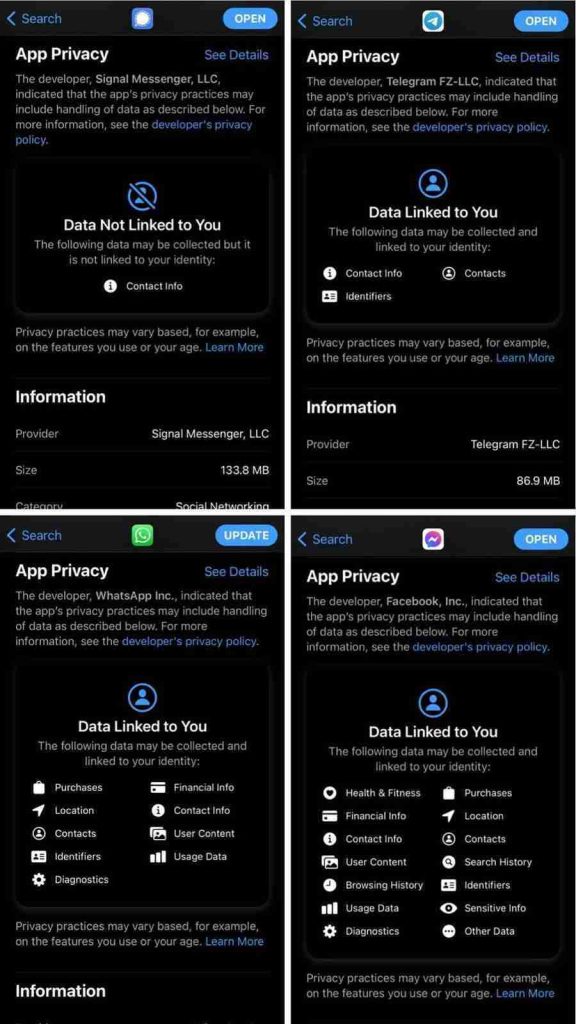 ios privacy app labels