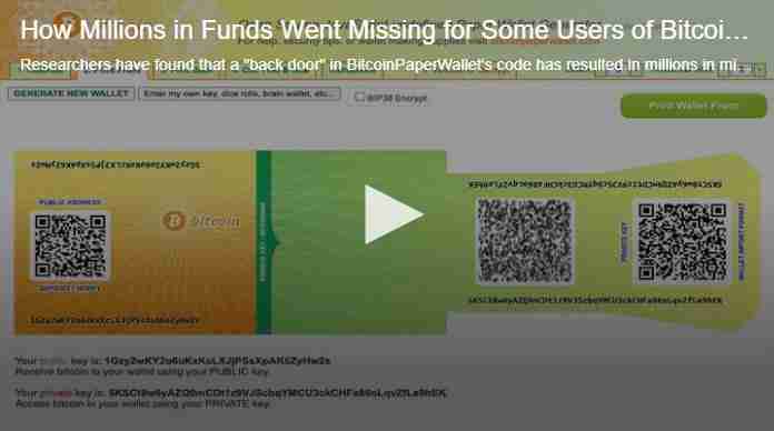BitcoinPaperWallet ‘Back Door’ Responsible for Millions in Missing Funds, Research Suggests