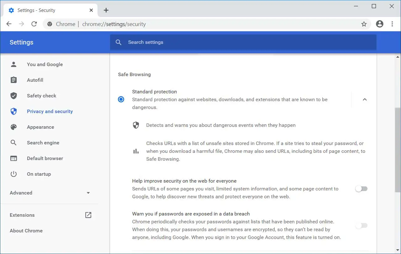 update for Google Chrome
