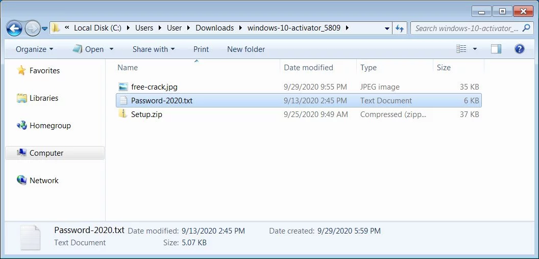Archive with password protected zip file