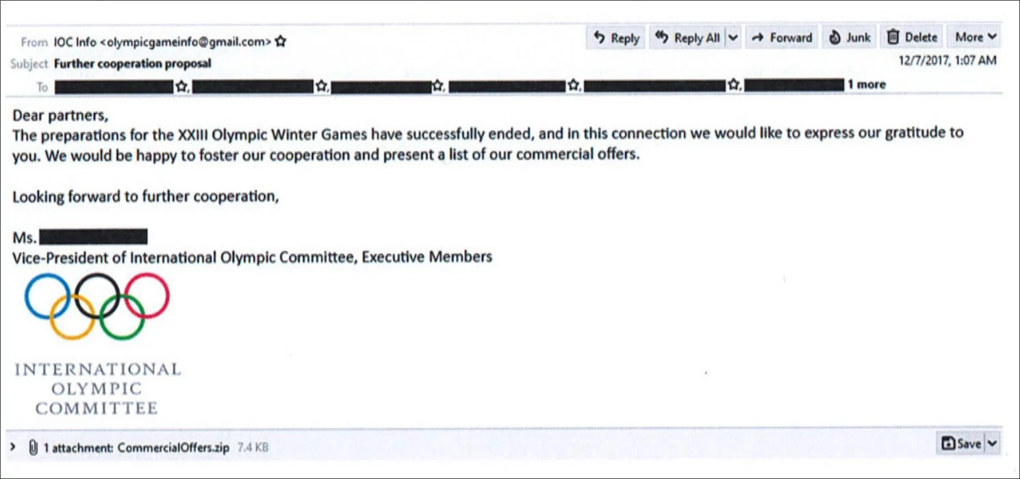 PyeongChang Winter Olympics spearphishing example