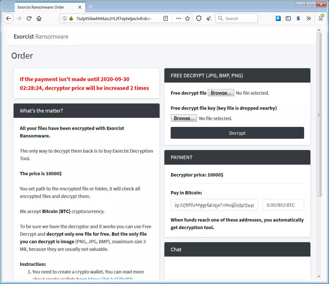 Excorcist 2.0 Tor payment site
