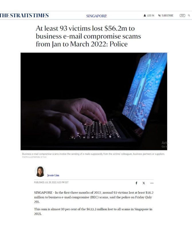 $56.2M Lost to Business E-Mail Compromise Scams in 2022 Q1 Alone!